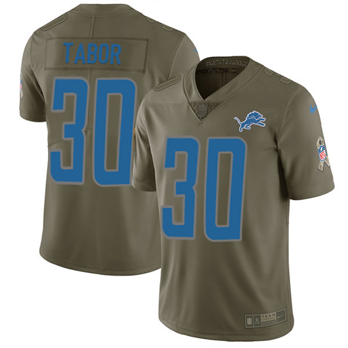 Nike Lions #30 Teez Tabor Olive Youth Stitched NFL Limited Salute to Service Jersey